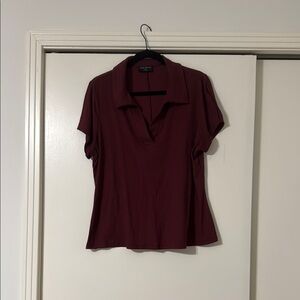 Lane Bryant Red Fitted Button Down Polo Shirt